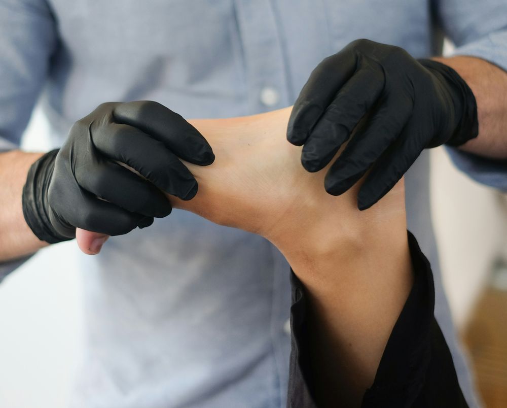 An ankle being assessed