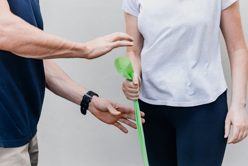 An exercise band used in a rehab session